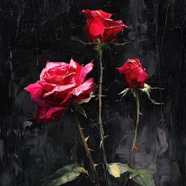 Rote Rosen – abstraktes Stillleben von TheXclusive Art
