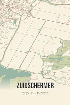 Vintage landkaart van Zuidschermer (Noord-Holland) van Rezona