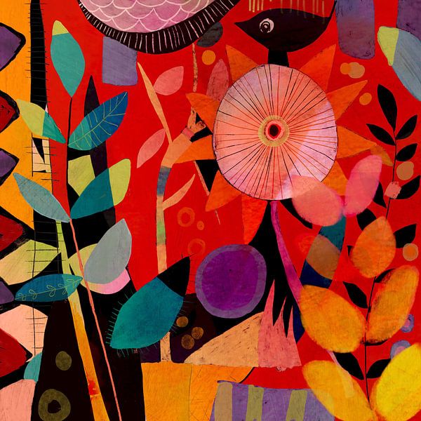 My garden in red by annemiek art