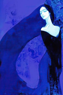 Blue Mystery Woman van Blikvanger Schilderijen