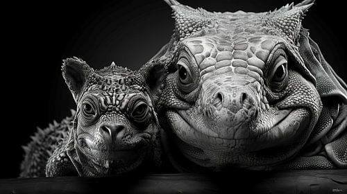 wilde dieren in zwart-wit