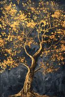 Large tree with golden leaves art
