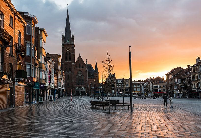 City square with a beautiful sunset by Werner Lerooy