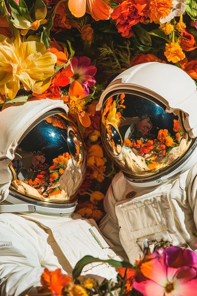 Space love in flowers by Poster Art Shop
