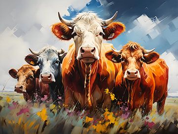 Vaches dans le pré sur PixelPrestige