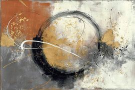 Abstract Painting - Orange Gold Grey Elegant and Powerful by Joriali Abstract