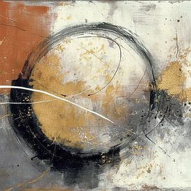 Abstrakte Malerei - Orange Gold Grau Elegant und kraftvoll von Joriali Abstrakte Kunst