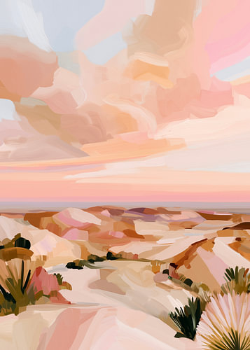 Golden Haze – Abstract landscape in pink and terracotta