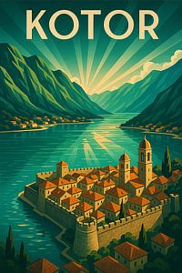 Kotor Montenegro Küstenfestung Poster