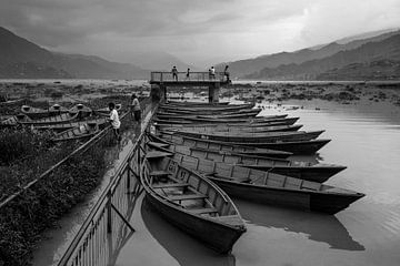 Le bord du lac de Pokhara