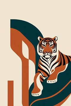 Moderne tijger in Art Deco stijl van Art & Soul Creations
