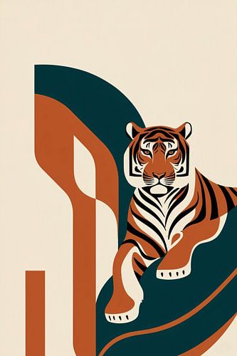 Moderne tijger in Art Deco stijl