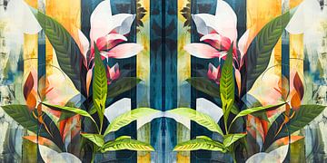 Stilisierte botanische Kunst in lebhaften Farben von Vlindertuin Art