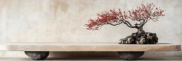 Bonsai Beauty on a Robust Stone Platform by Digitale Schilderijen