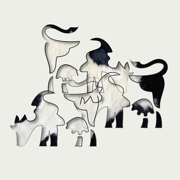 Koeien abstract met vacht tekening van Color Square