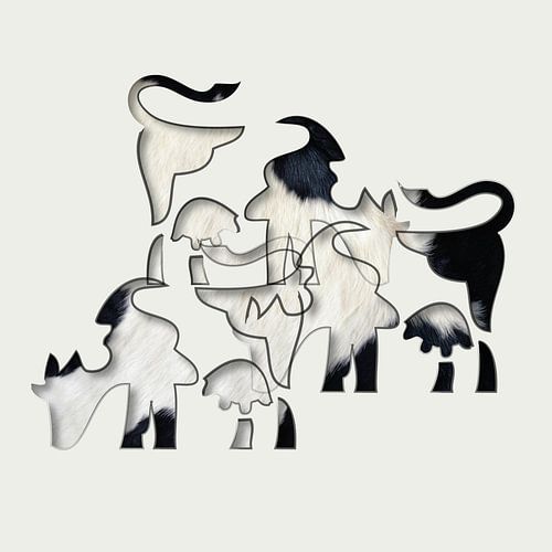 Koeien abstract met vacht tekening