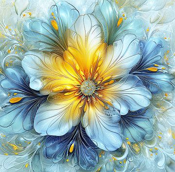 Mooie blauw-gele bloem van Agnieszka Dybowska