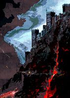 castle in the larva mountains