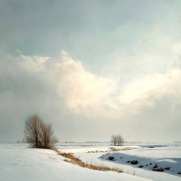 Licht über dem Winterfeld von Femea Stille Landschappen