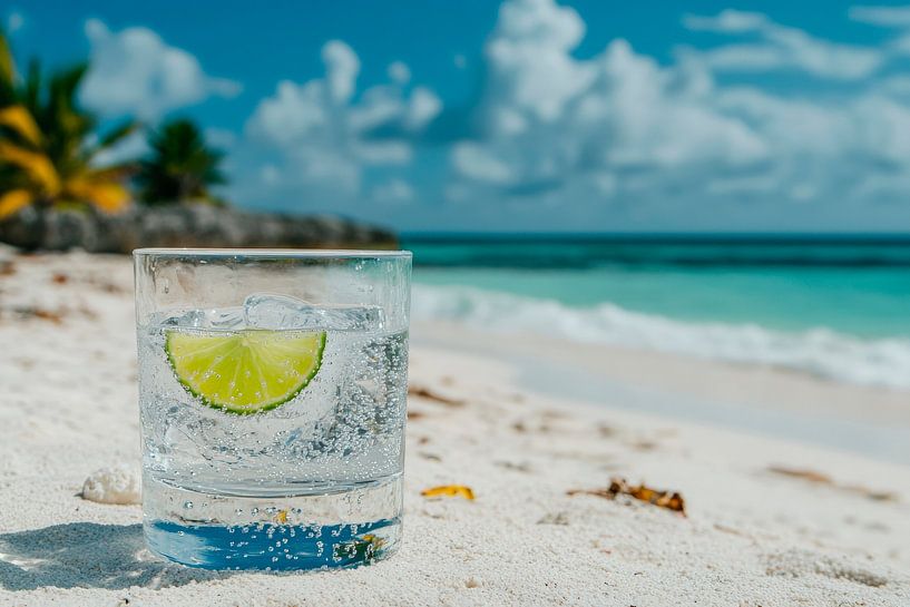Refreshing drink on the beach by Poster Art Shop