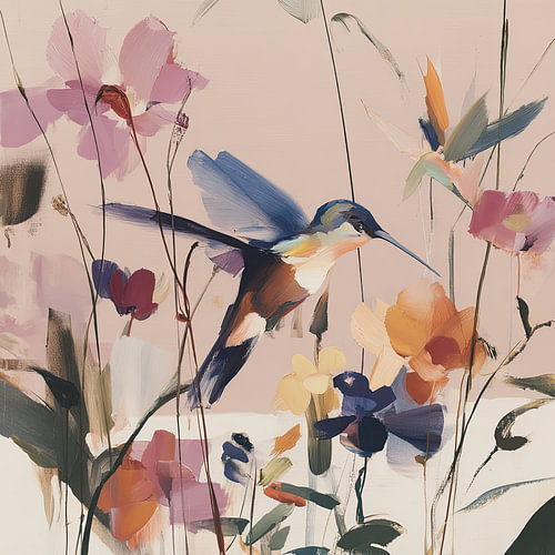 Kolibri zwischen Blumen