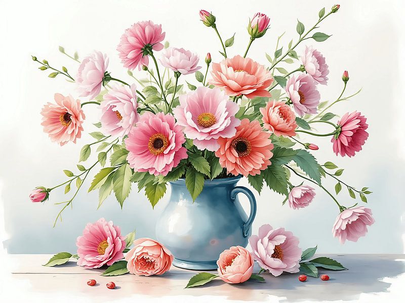 Still life with pink flowers by The Photo Artist
