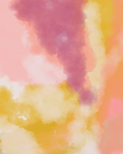 Kleurrijk modern abstract aquarel schilderij in geel, roze, paars