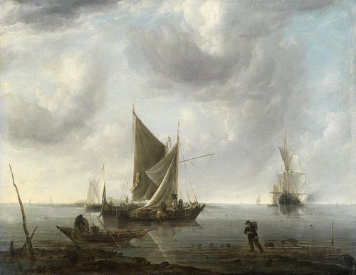 Schepen voor anker op een kalme zee, Jan van de Cappelle