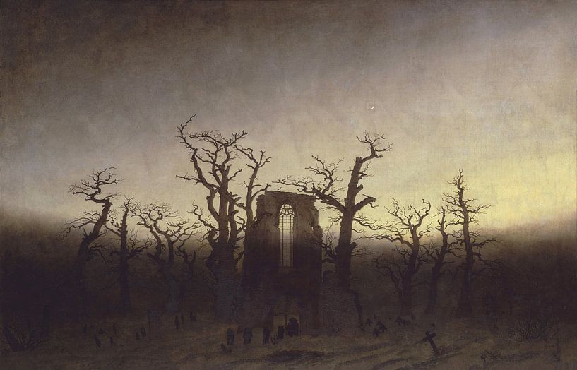 Caspar David Friedrich - Abbey in the Eichwald by 1000 Schilderijen