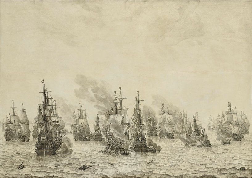 De zeeslag bij Livorno, Willem van de Velde van Diverse Meesters