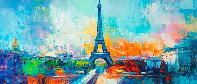 Eiffel Tower in bright colours - Impressionistic by Poster Art Shop