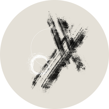 Abstract kunstwerk met penseelstreken en circels