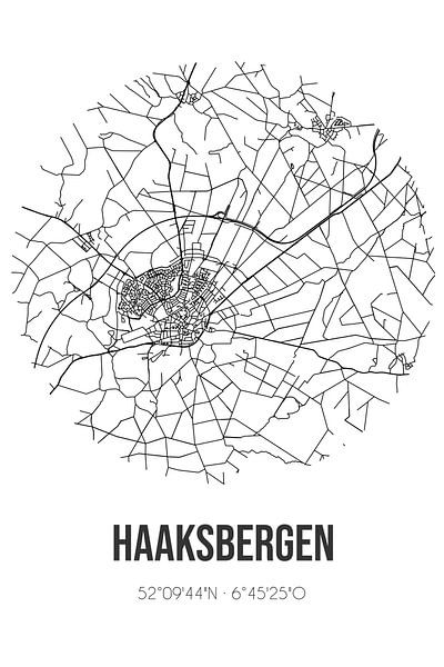 Haaksbergen (Overijssel) | Map | Black and white by Prints of Place