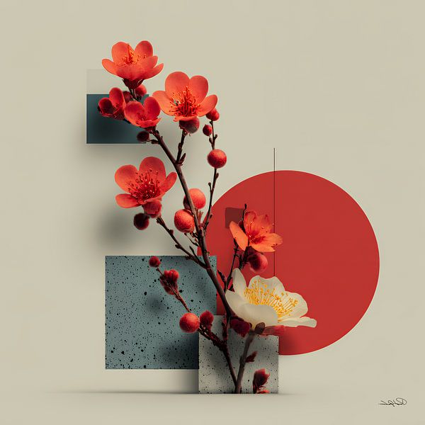 Abstract with flowers by Gelissen Artworks