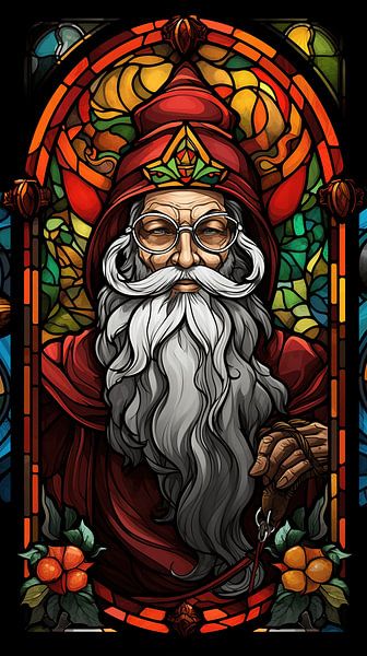 Santa Claus (glas in lood) van Harry Herman