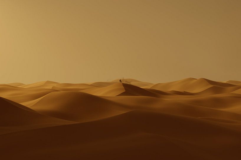 des dunes de sable colorées dans la lumière du soir. Rendu 3D par Besa Art