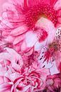 Mischtechnik mit verschiedenen Blüten in Rosa. von Therese Brals Miniaturansicht