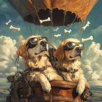 Des golden retrievers à l'aventure