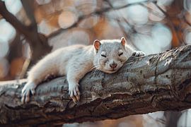 Eichhörnchen auf herbstlichem Ast ruhend von Art & Soul Creations