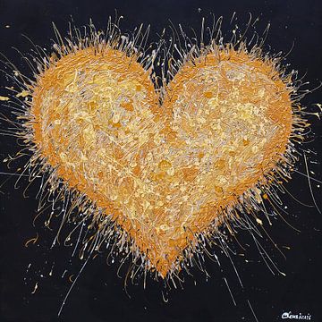 Goldenes Herz von Vrolijk Schilderij