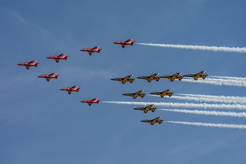 Red Arrows and Black Eagles during RIAT 2022. by Jaap van den Berg
