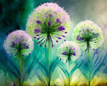 A border with Alliums 1 by Pieternel Fotografie en Digitale kunst