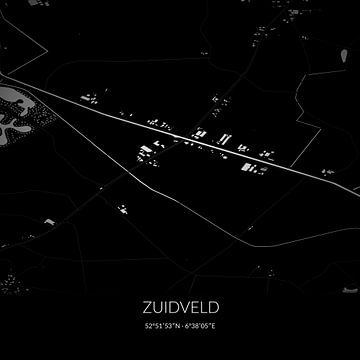 Zwart-witte landkaart van Zuidveld, Drenthe. van Rezona