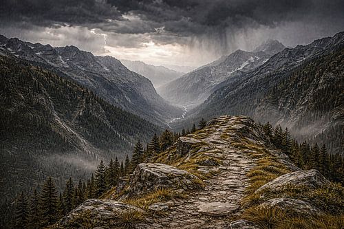 Onweer over de bergrug van Max Steinwald