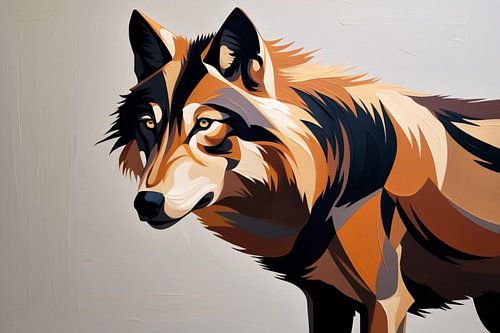 Gestileerde kleurrijke wolf portret