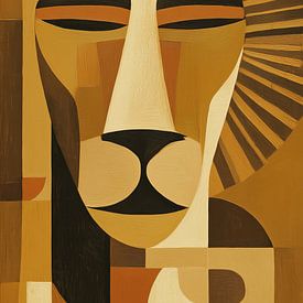 Afrikanischer Löwe abstrakt Kubismus Minimalismus von TheXclusive Art