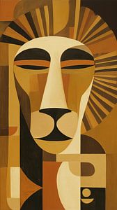 Lion africain abstrait cubisme minimalisme