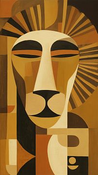 Afrikanischer Löwe abstrakt Kubismus Minimalismus