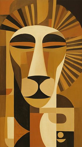 Lion africain abstrait cubisme minimalisme