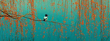 Vogel onder vallend licht | dromend achter een sluier van blad